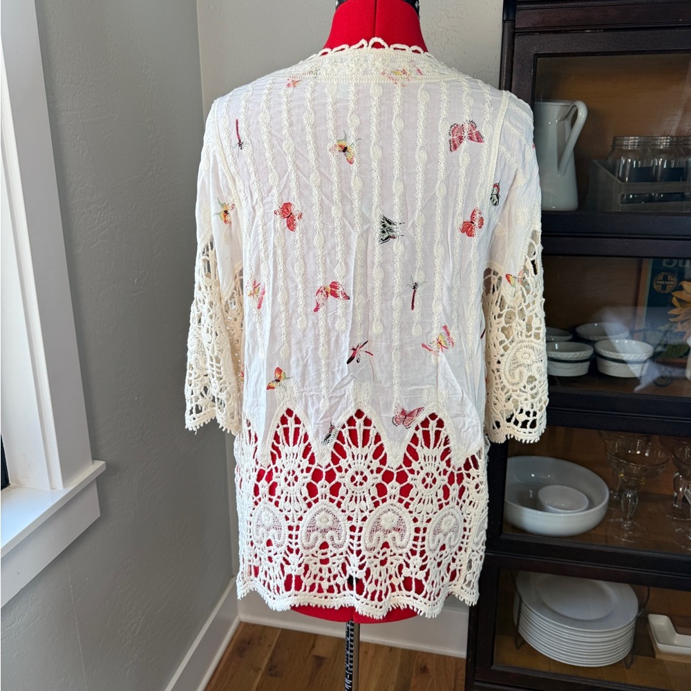 London Kaye Boho Crochet Kimono Open Front Cardigan One Size - Picture 3 of 5